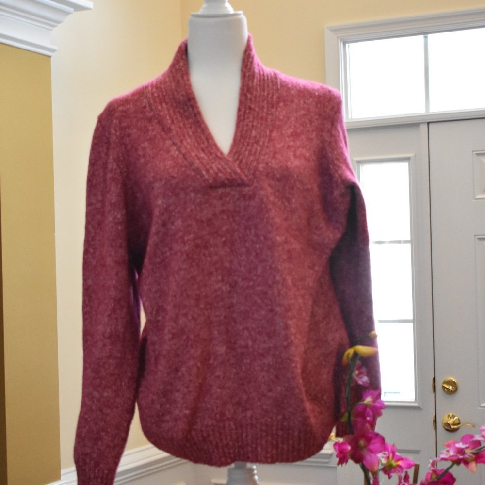 Red heather womens pull over sweater